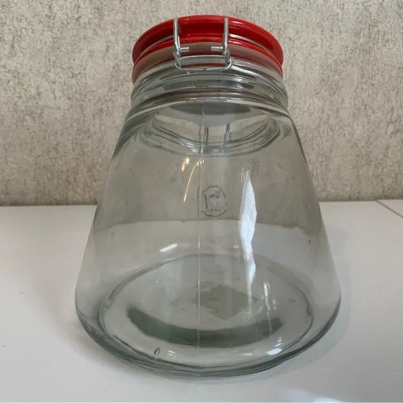 Amici Glass Canister Red and White Polka Dot Glass Storage Jar with Clip Lid - Picture 5 of 8